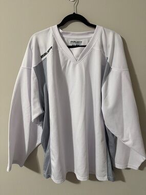 Bauer White and Gray Hockey Jersey